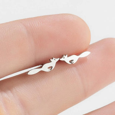 Cute Fox Plating 304 Stainless Steel No Inlaid 18K Gold Plated Ear Studs