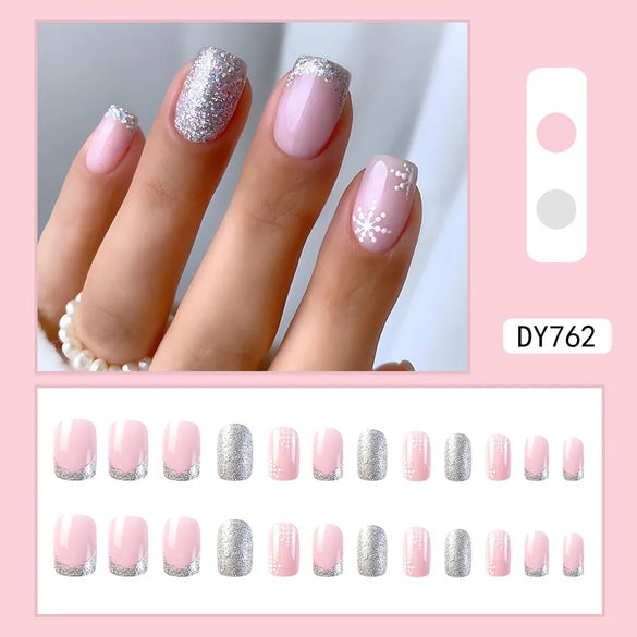 Cute French Style Sweet Cartoon Starry Sky Flower Plastic Nail Patches 1 Piece
