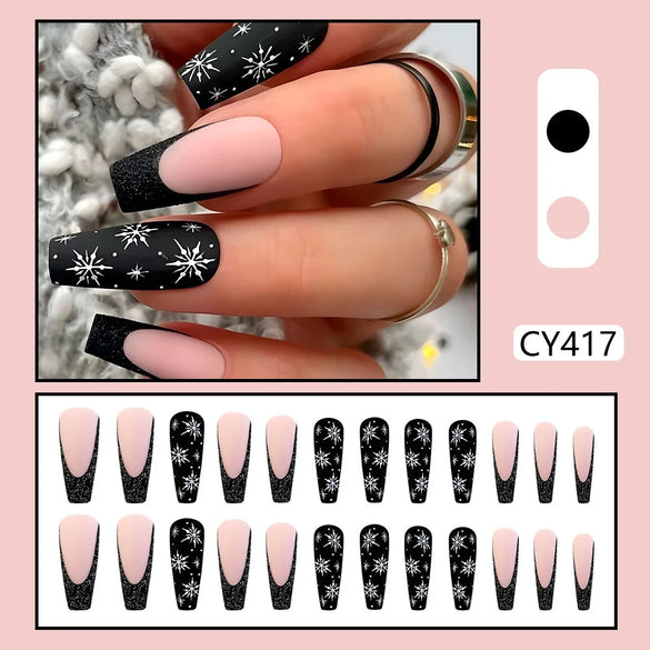 Cute French Style Sweet Cartoon Starry Sky Flower Plastic Nail Patches 1 Piece