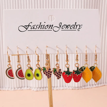 Cute Fruit Flower Alloy Plating Earrings