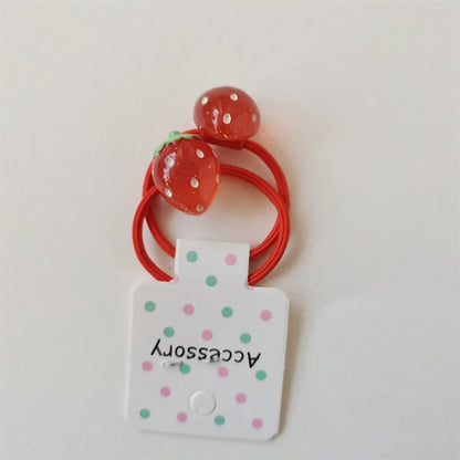 Cute Fruit Strawberry Plastic Cloth Hair Clip Hair Tie