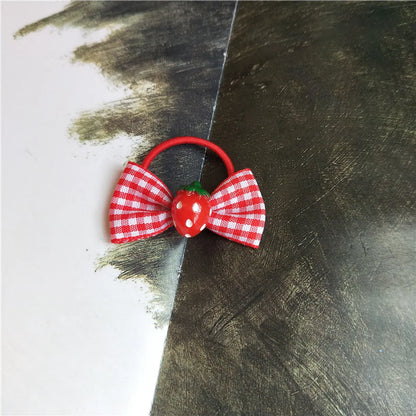 Cute Fruit Strawberry Plastic Cloth Hair Clip Hair Tie