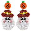Cute Funny Multicolor Beaded Ghost Shape Plastic Resin Earrings For Women With Festive Elements
