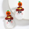 Cute Funny Multicolor Beaded Ghost Shape Plastic Resin Earrings For Women With Festive Elements