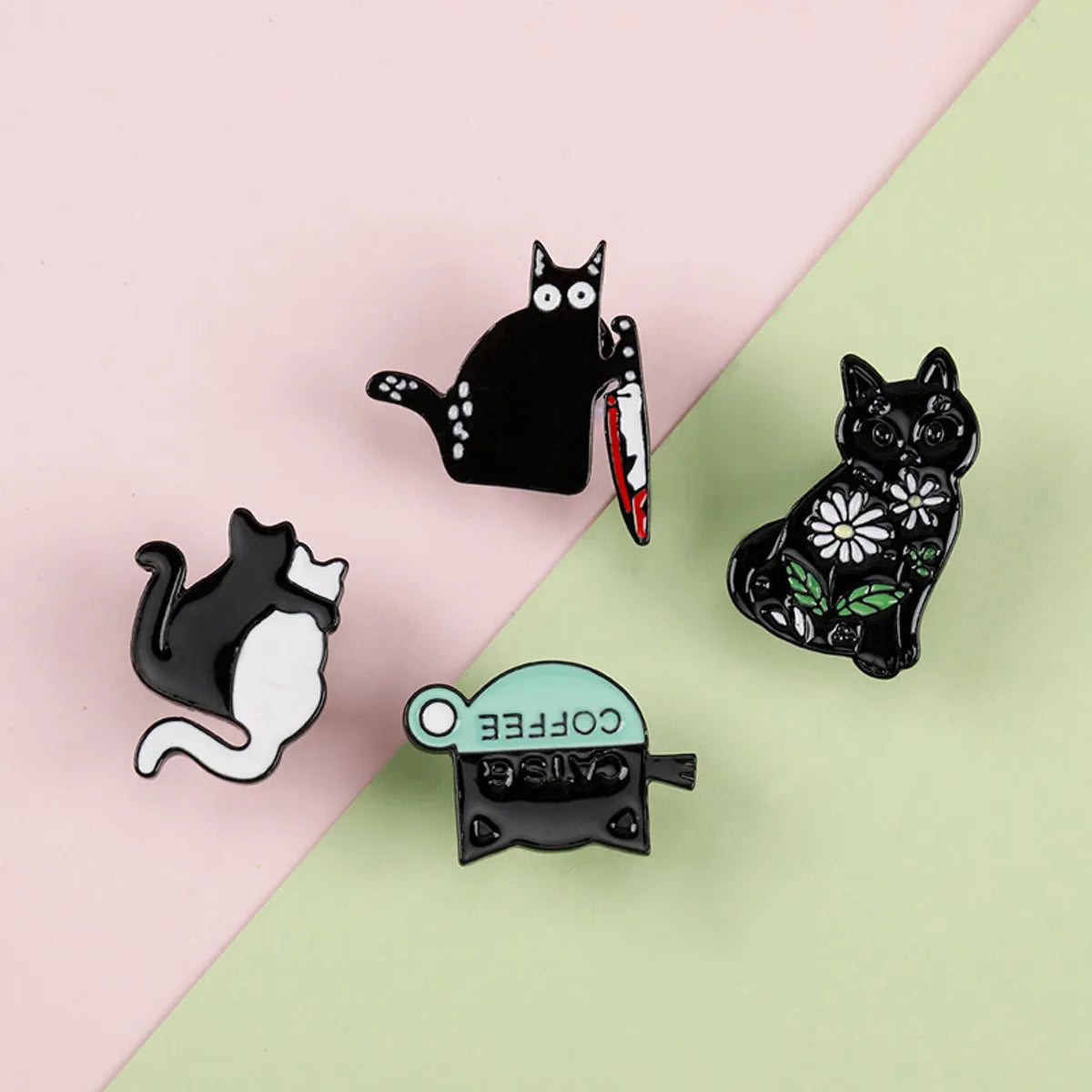 Cute Funny Pastoral Cartoon Cat Alloy Unisex Brooches