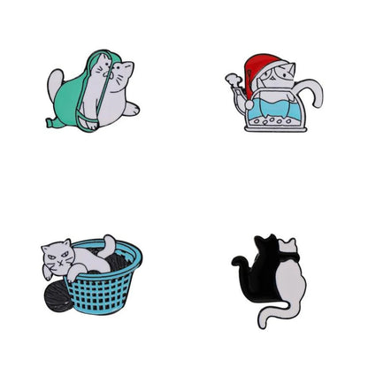 Cute Funny Pastoral Cartoon Cat Alloy Unisex Brooches