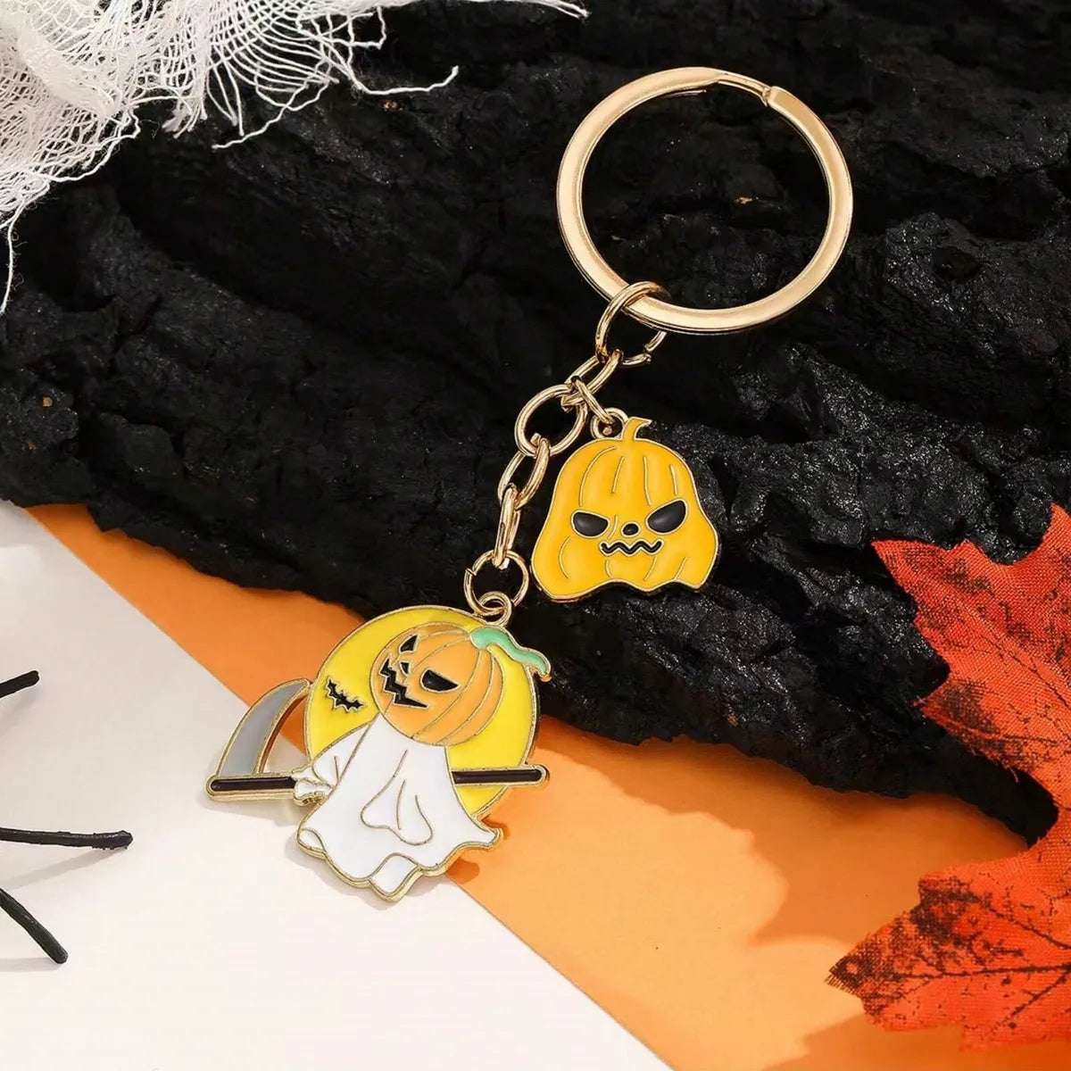 Cute Funny Pumpkin Alloy Halloween Bag Pendant Keychain