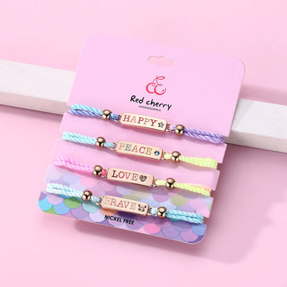 Cute Funny Sweet Letter Alloy Handmade Inlay Rhinestones Kid'S Bracelets