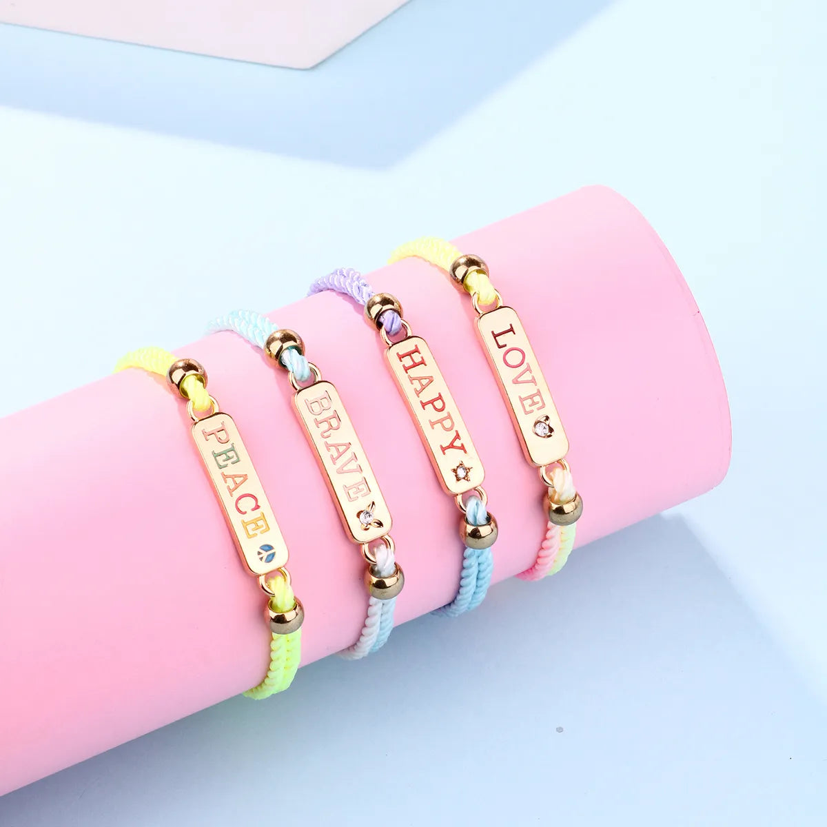 Cute Funny Sweet Letter Alloy Handmade Inlay Rhinestones Kid'S Bracelets