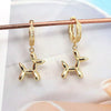 Cute Geometric Balloon Dog Copper Earrings With Micro Inlaid Zircon Diamond Cut Personality Ear Buckle Style