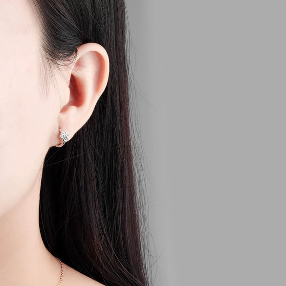Cute Geometric Cat Claw Footprint Earrings For Women In 925 Sterling Silver With Zircon Inlay Electroplated Ear Buckle Design