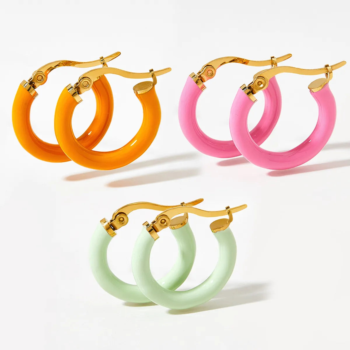 Cute Geometric Stainless Steel Plating Hoop Earrings 1 Pair