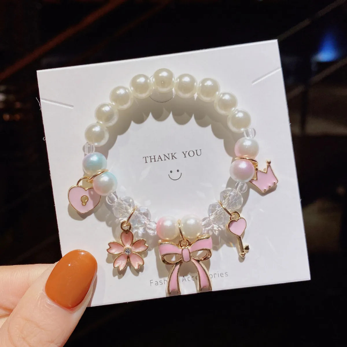 Cute Gradient Color Children'S Pearl Cartoon Bracelet