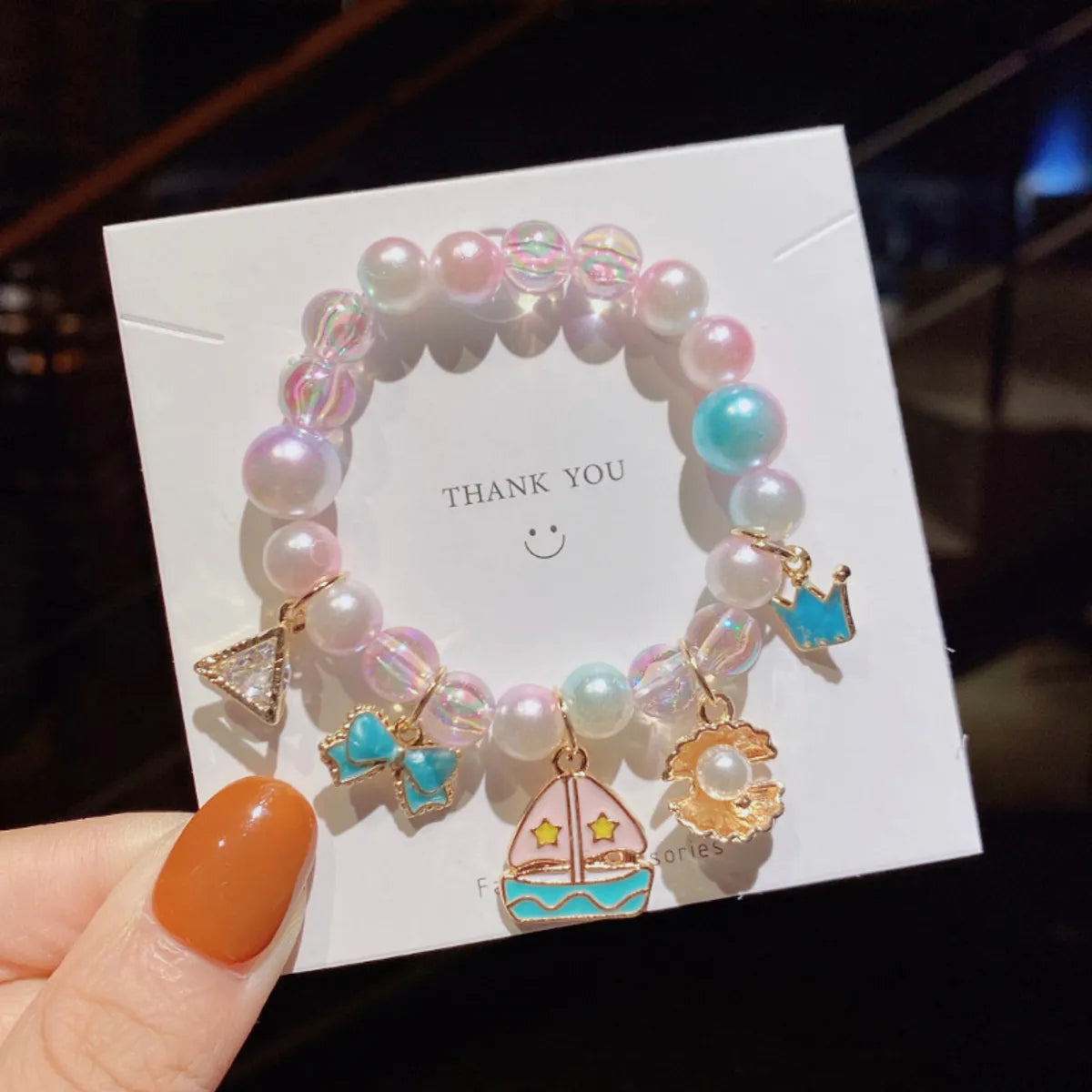 Cute Gradient Color Children'S Pearl Cartoon Bracelet