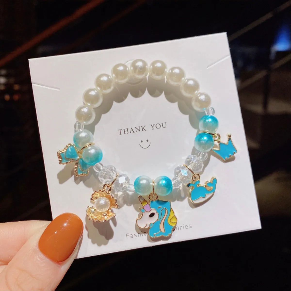 Cute Gradient Color Children'S Pearl Cartoon Bracelet