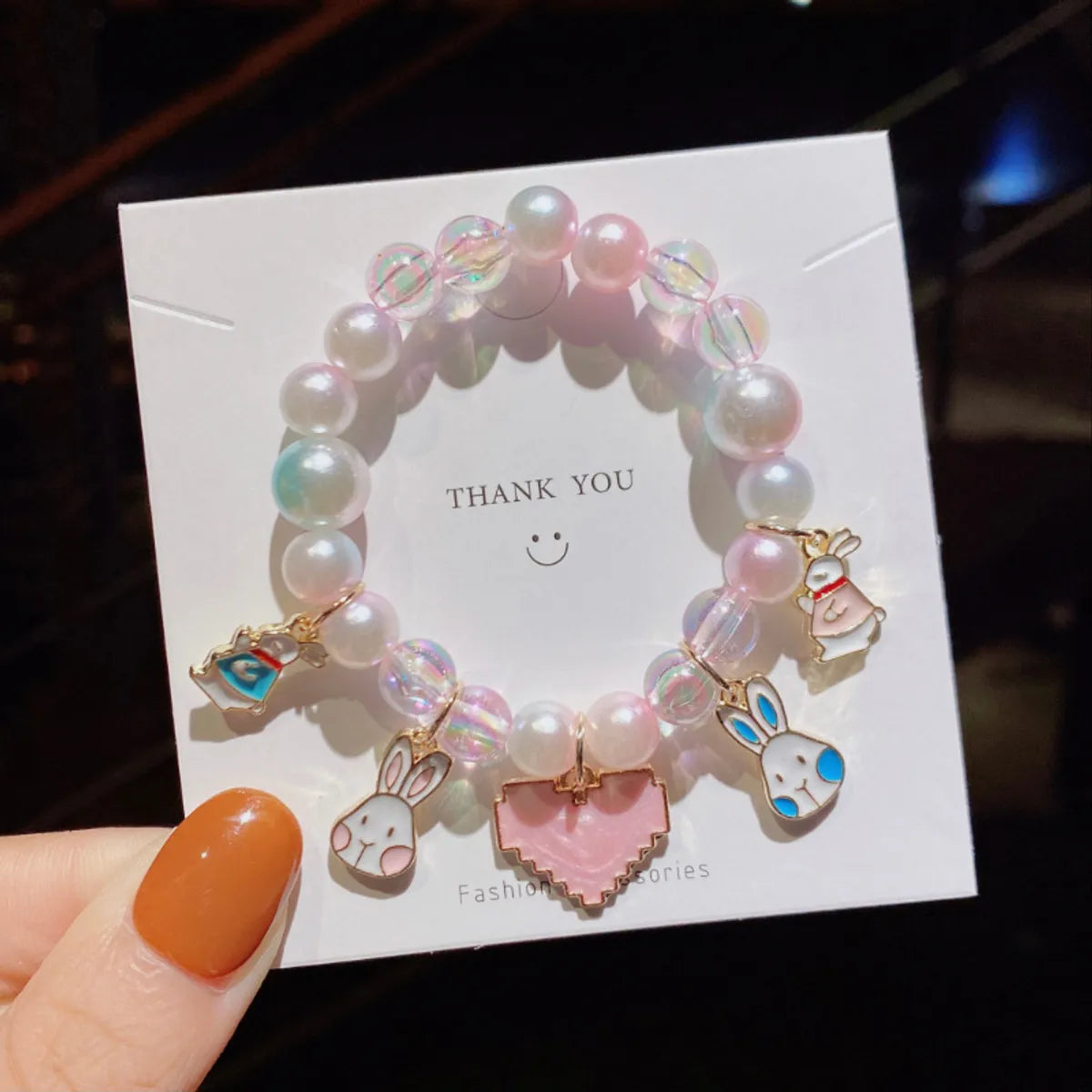 Cute Gradient Color Children'S Pearl Cartoon Bracelet