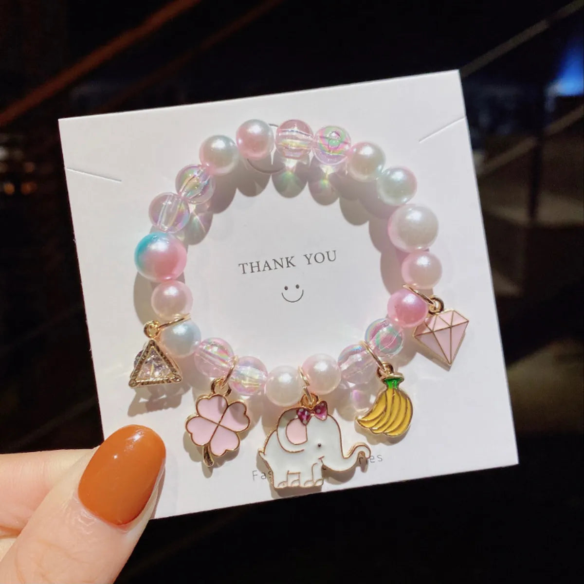 Cute Gradient Color Children'S Pearl Cartoon Bracelet