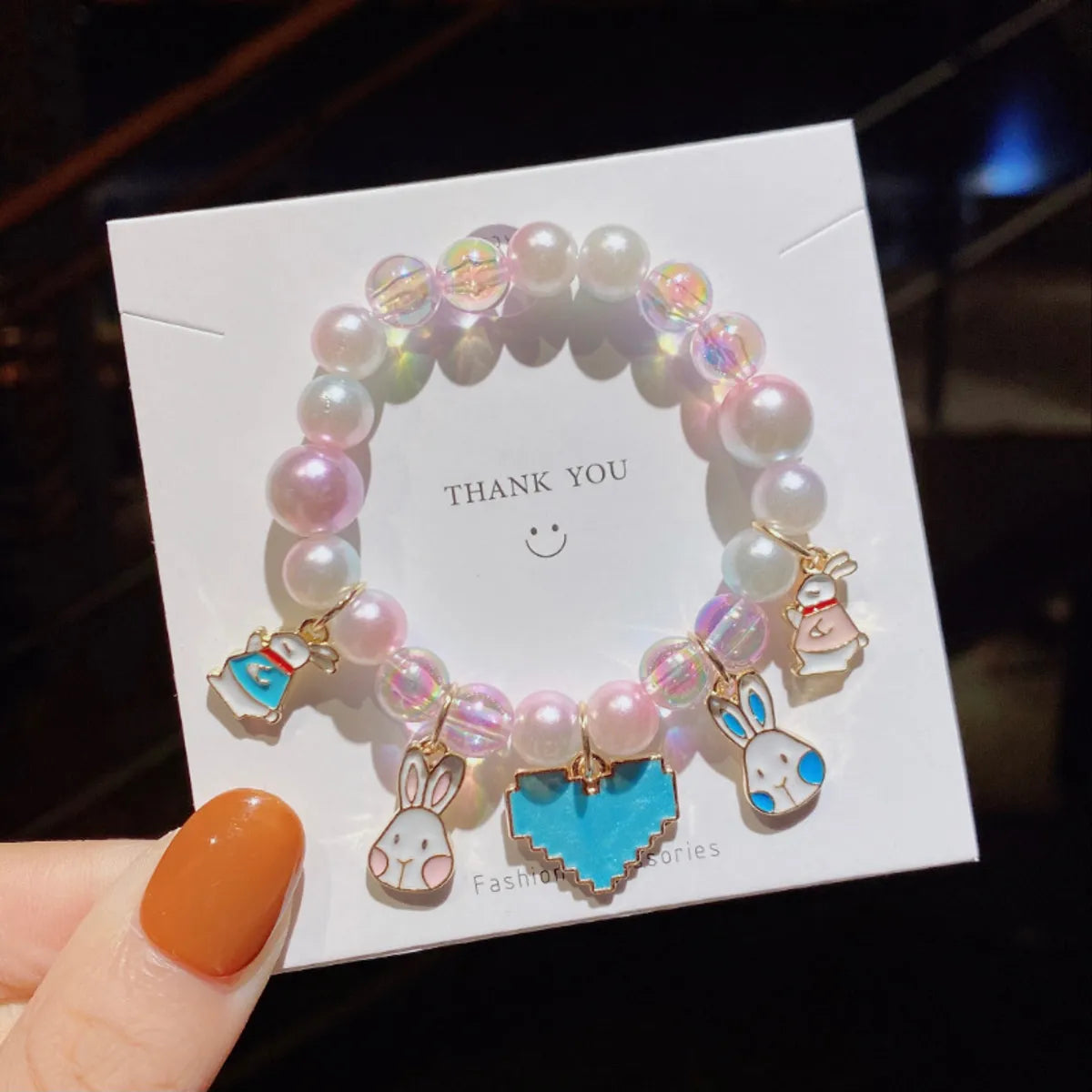 Cute Gradient Color Children'S Pearl Cartoon Bracelet