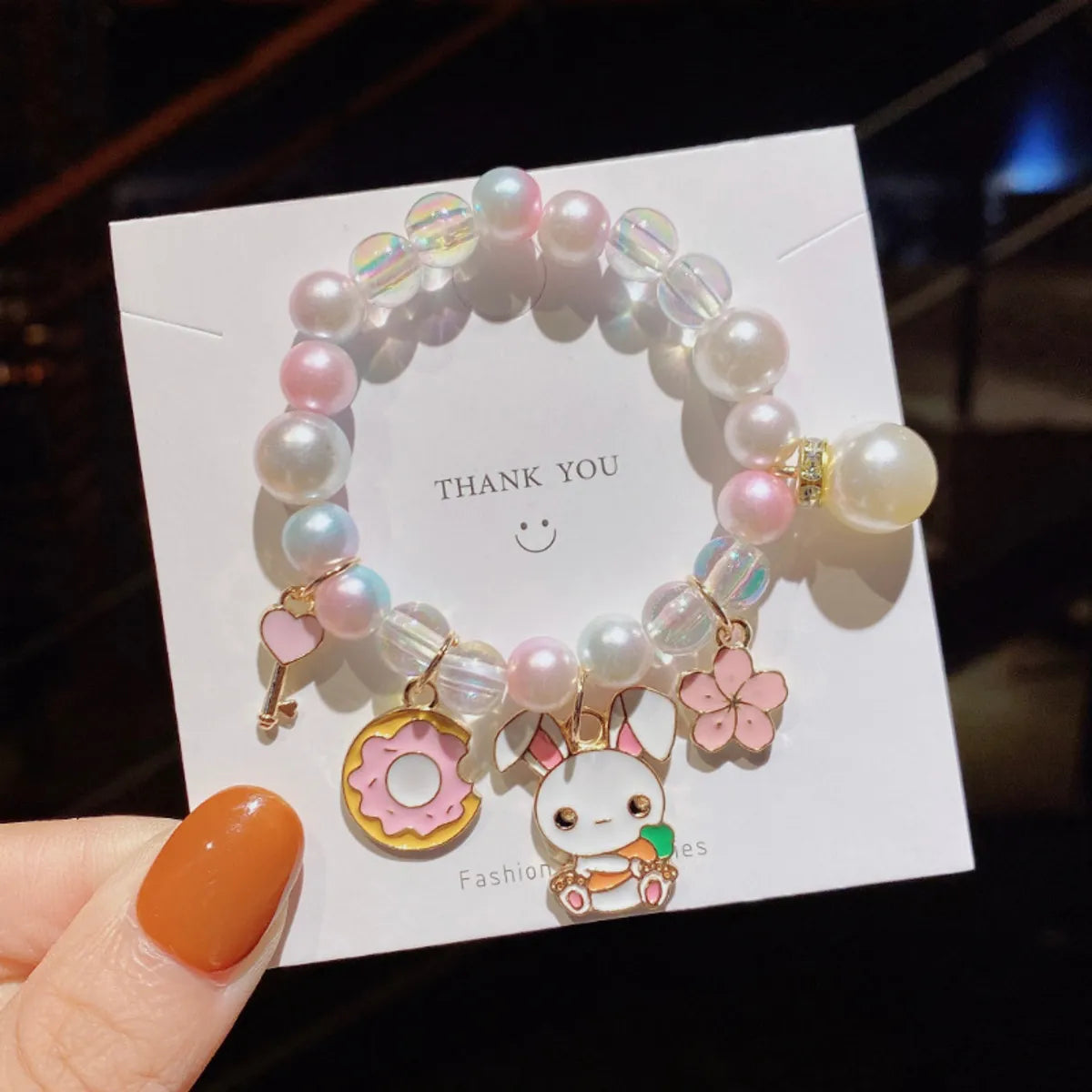 Cute Gradient Color Children'S Pearl Cartoon Bracelet