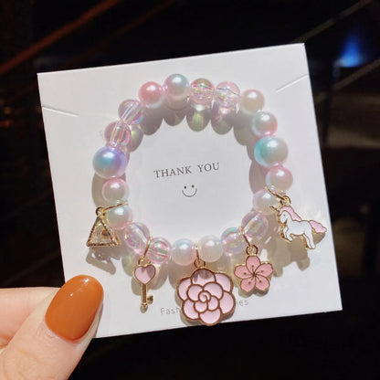 Cute Gradient Color Children'S Pearl Cartoon Bracelet