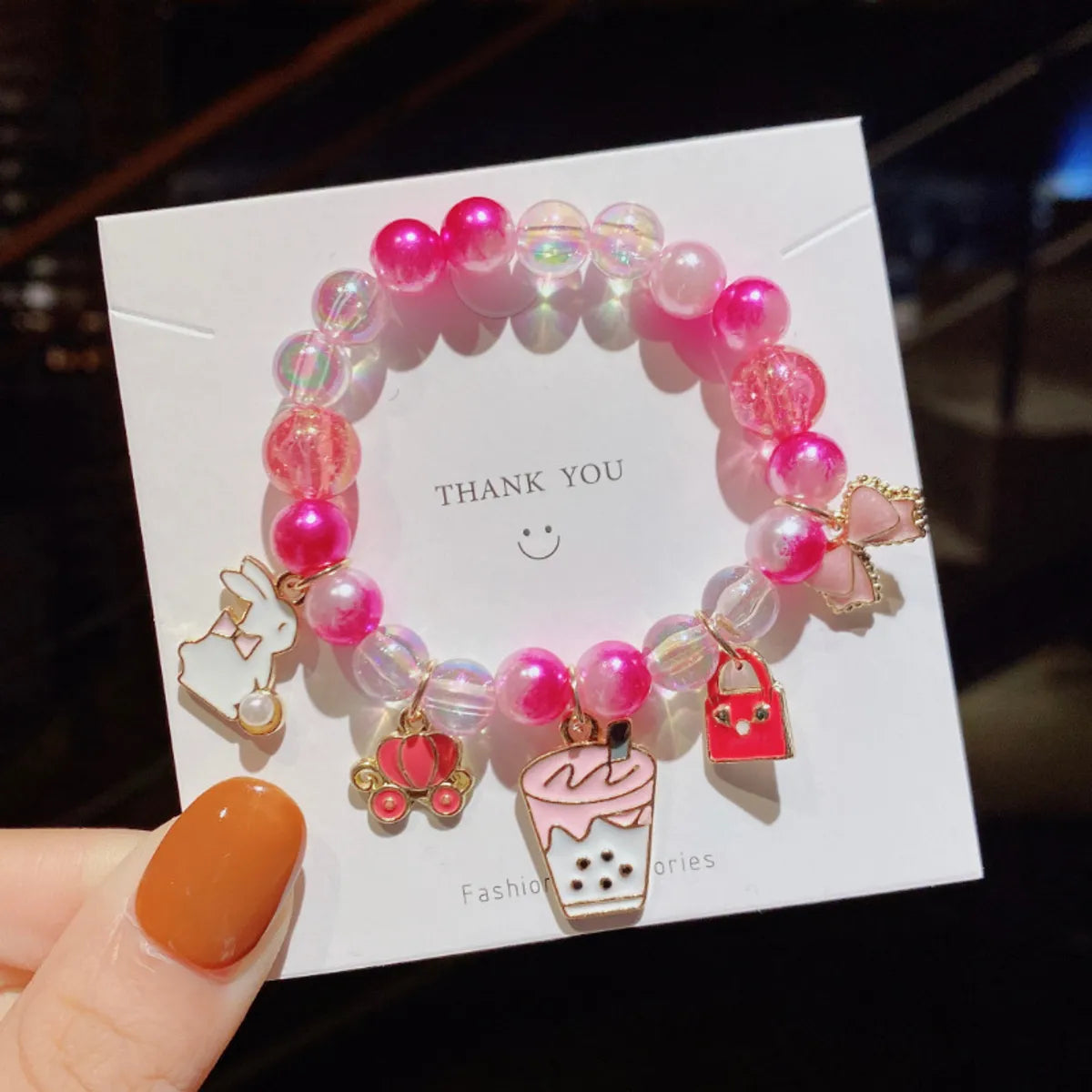 Cute Gradient Color Children'S Pearl Cartoon Bracelet