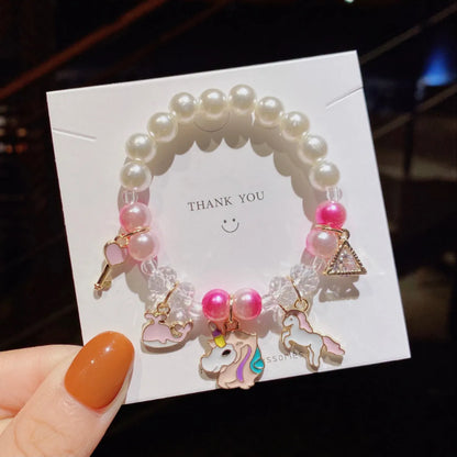 Cute Gradient Color Children'S Pearl Cartoon Bracelet