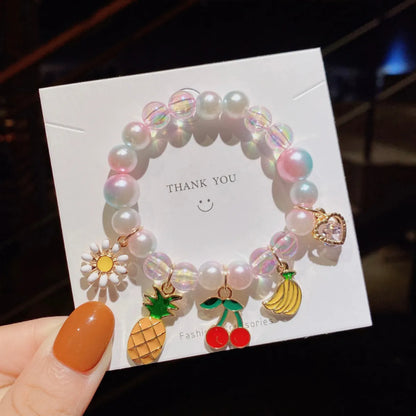 Cute Gradient Color Children'S Pearl Cartoon Bracelet