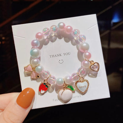 Cute Gradient Color Children'S Pearl Cartoon Bracelet