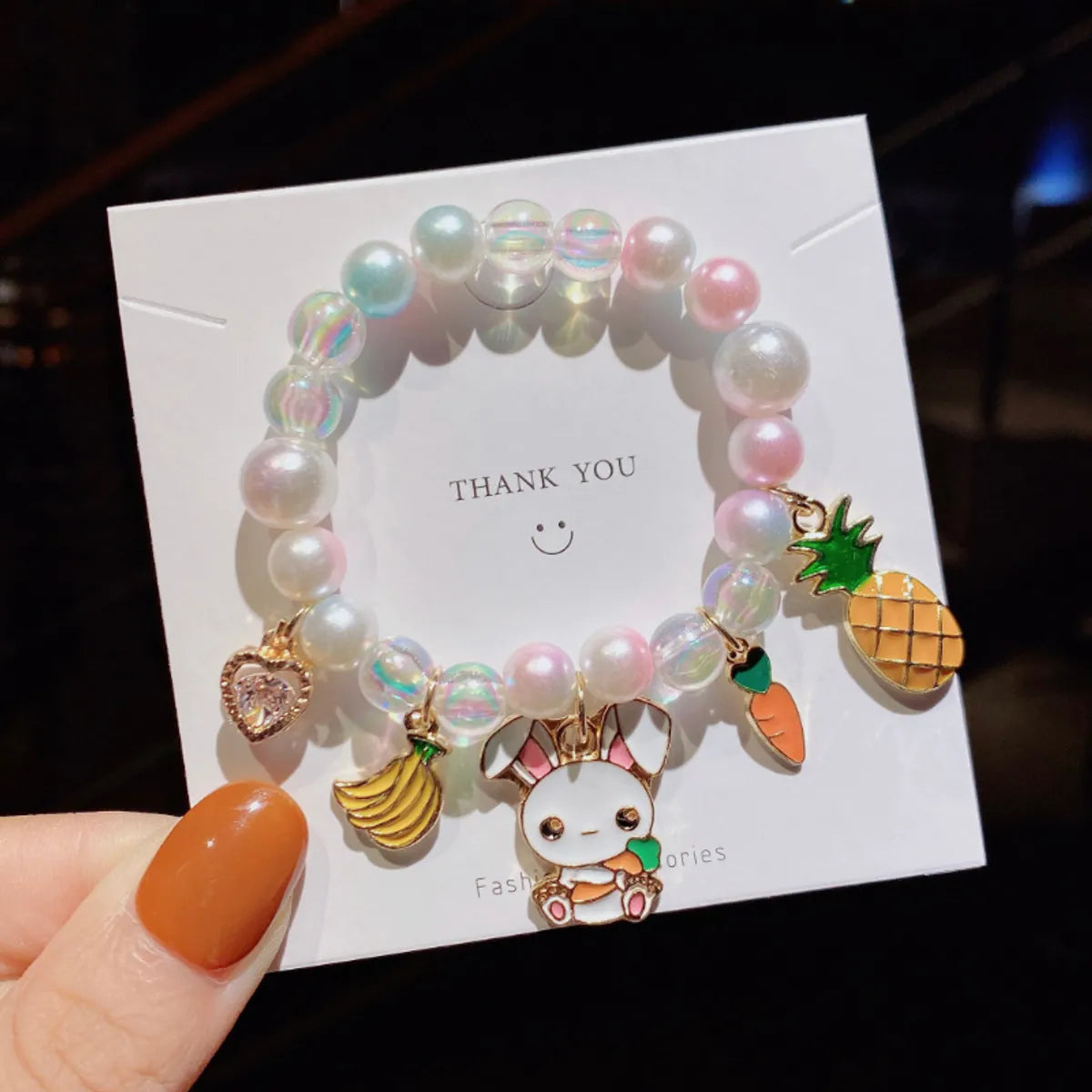 Cute Gradient Color Children'S Pearl Cartoon Bracelet