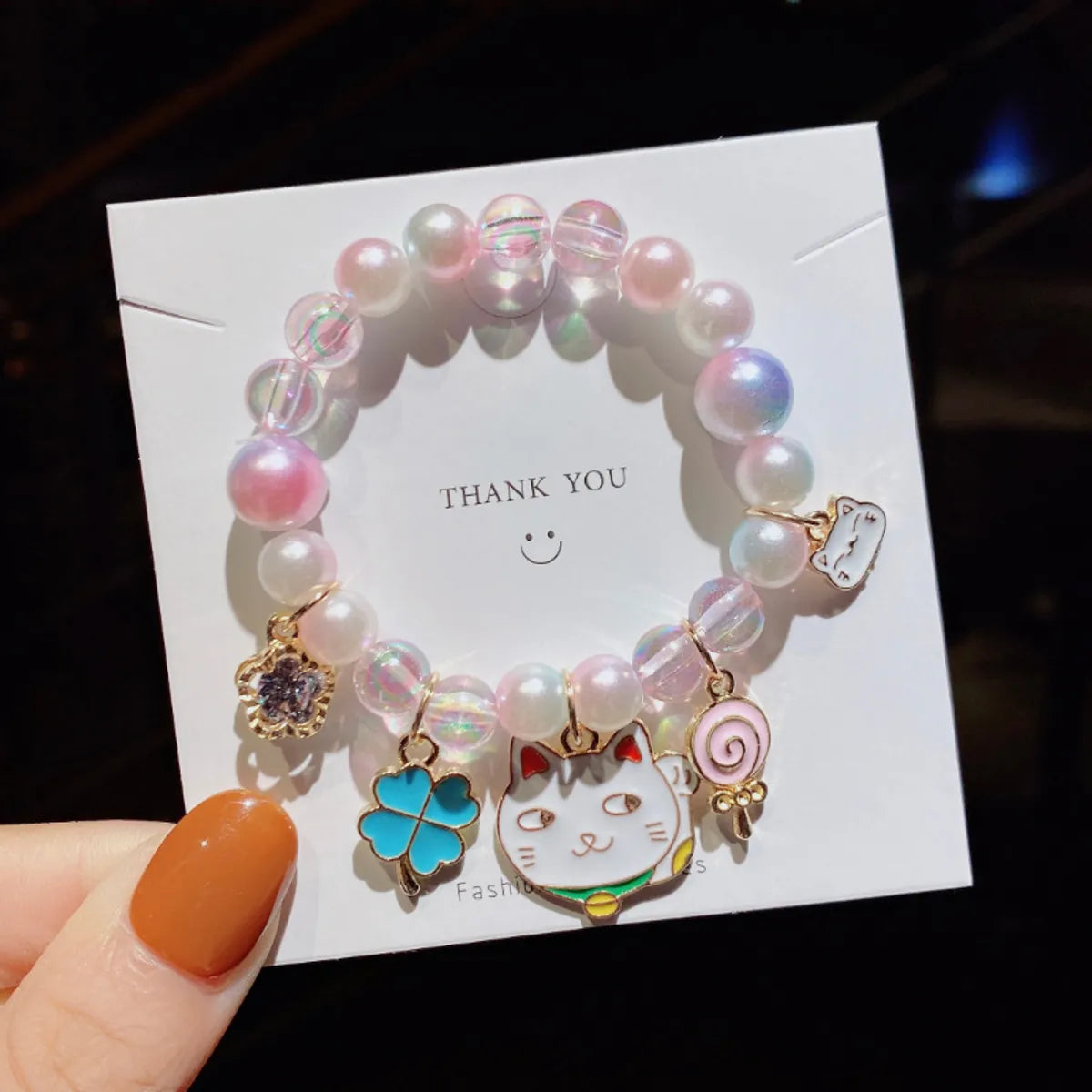 Cute Gradient Color Children'S Pearl Cartoon Bracelet