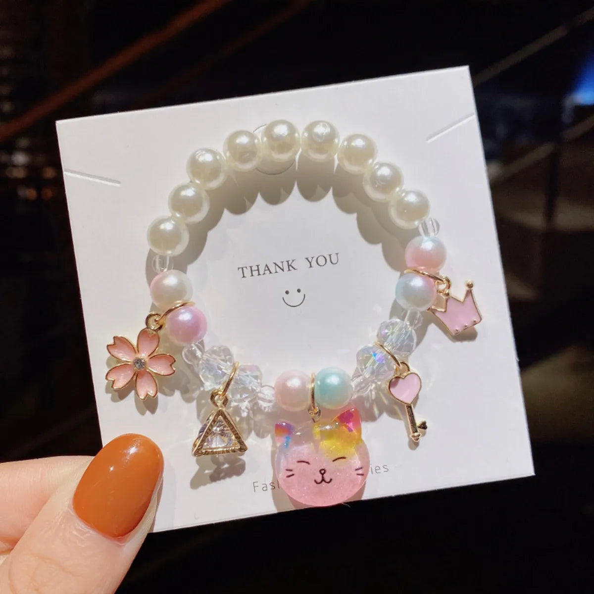 Cute Gradient Color Children'S Pearl Cartoon Bracelet