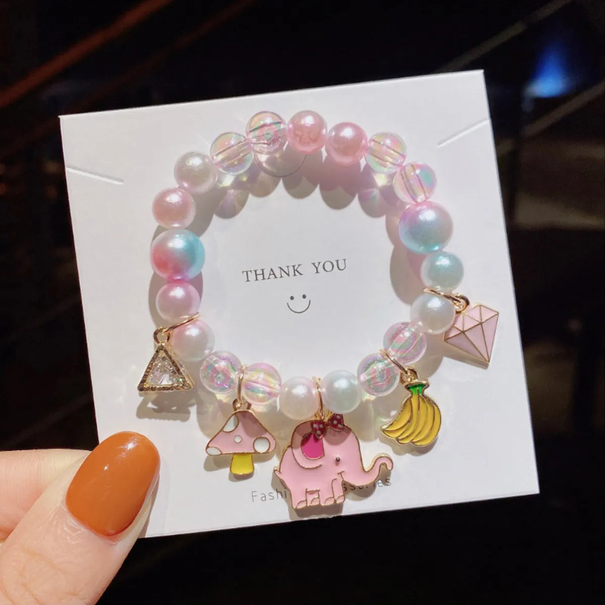 Cute Gradient Color Children'S Pearl Cartoon Bracelet