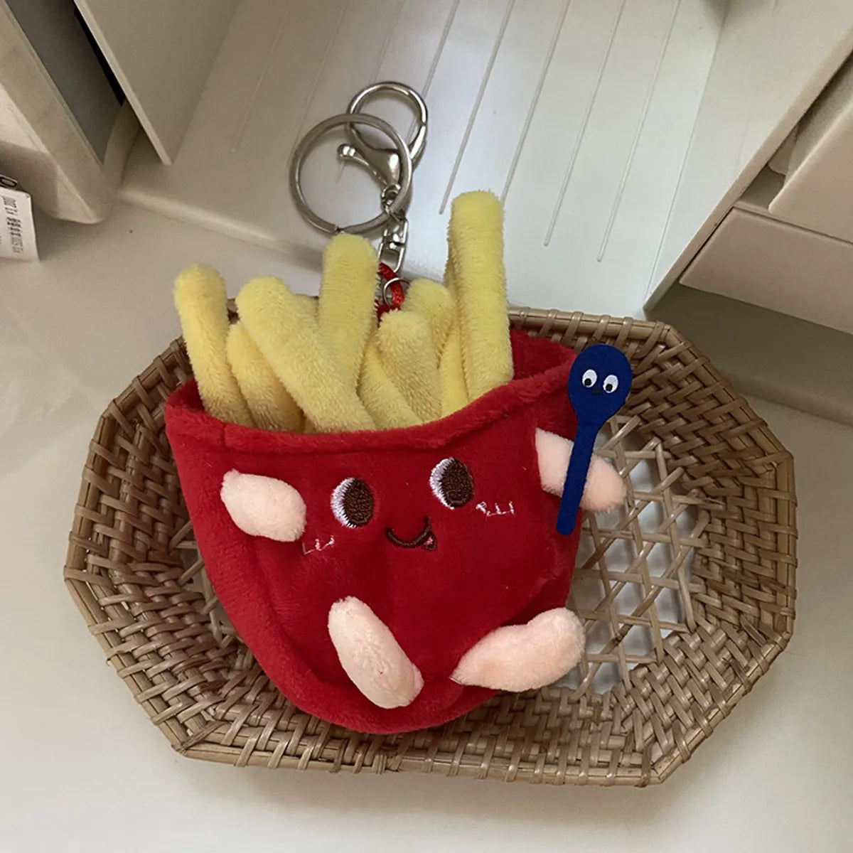 Cute Hamburger French Fries Plush Women'S Bag Pendant Keychain