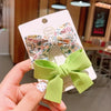 Cute Handmade Cloth Bow Duckbill Hair Clip Pearlescent Yarn Double Clip Hairpin For Baby Girls And Children