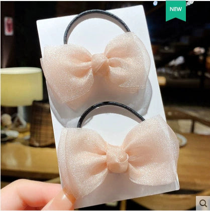 Cute Handmade Cloth Bow Duckbill Hair Clip Pearlescent Yarn Double Clip Hairpin For Baby Girls And Children