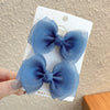 Cute Handmade Cloth Bow Duckbill Hair Clip Pearlescent Yarn Double Clip Hairpin For Baby Girls And Children