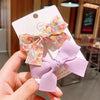 Cute Handmade Cloth Bow Duckbill Hair Clip Pearlescent Yarn Double Clip Hairpin For Baby Girls And Children