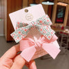 Cute Handmade Cloth Bow Duckbill Hair Clip Pearlescent Yarn Double Clip Hairpin For Baby Girls And Children