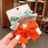 Cute Handmade Cloth Bow Duckbill Hair Clip Pearlescent Yarn Double Clip Hairpin For Baby Girls And Children