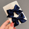 Cute Handmade Cloth Bow Duckbill Hair Clip Pearlescent Yarn Double Clip Hairpin For Baby Girls And Children