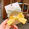 Cute Handmade Fabric Floral Bow Side Hair Clip Set For Children Duckbill Bangs Hairpins