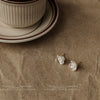 Cute Handmade Resin Flower Stud Earrings For Women White Peach Blossom Style Lightweight Floral Earrings