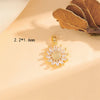 Wholesale Cute Handmade Shiny Sunflower Leaves Heart Shape Brass Plating Inlay 18K Gold Plated Zircon