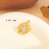 Wholesale Cute Handmade Shiny Sunflower Leaves Heart Shape Brass Plating Inlay 18K Gold Plated Zircon