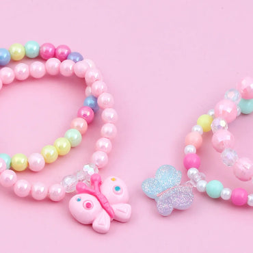 Cute Handmade Sweet Butterfly Arylic Resin Beaded Handmade Girl'S Bracelets