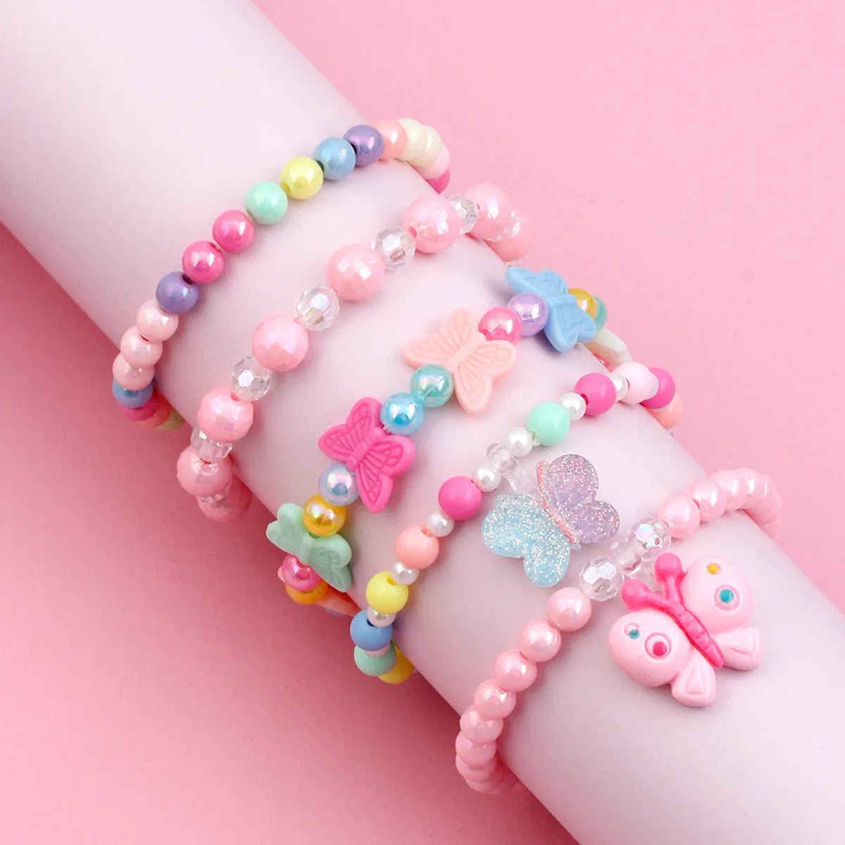 Cute Handmade Sweet Butterfly Arylic Resin Beaded Handmade Girl'S Bracelets