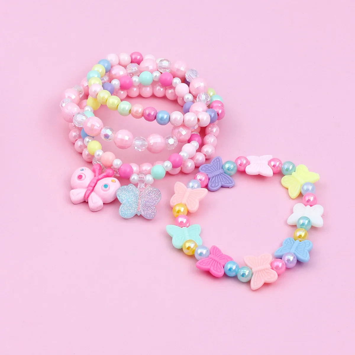 Cute Handmade Sweet Butterfly Arylic Resin Beaded Handmade Girl'S Bracelets