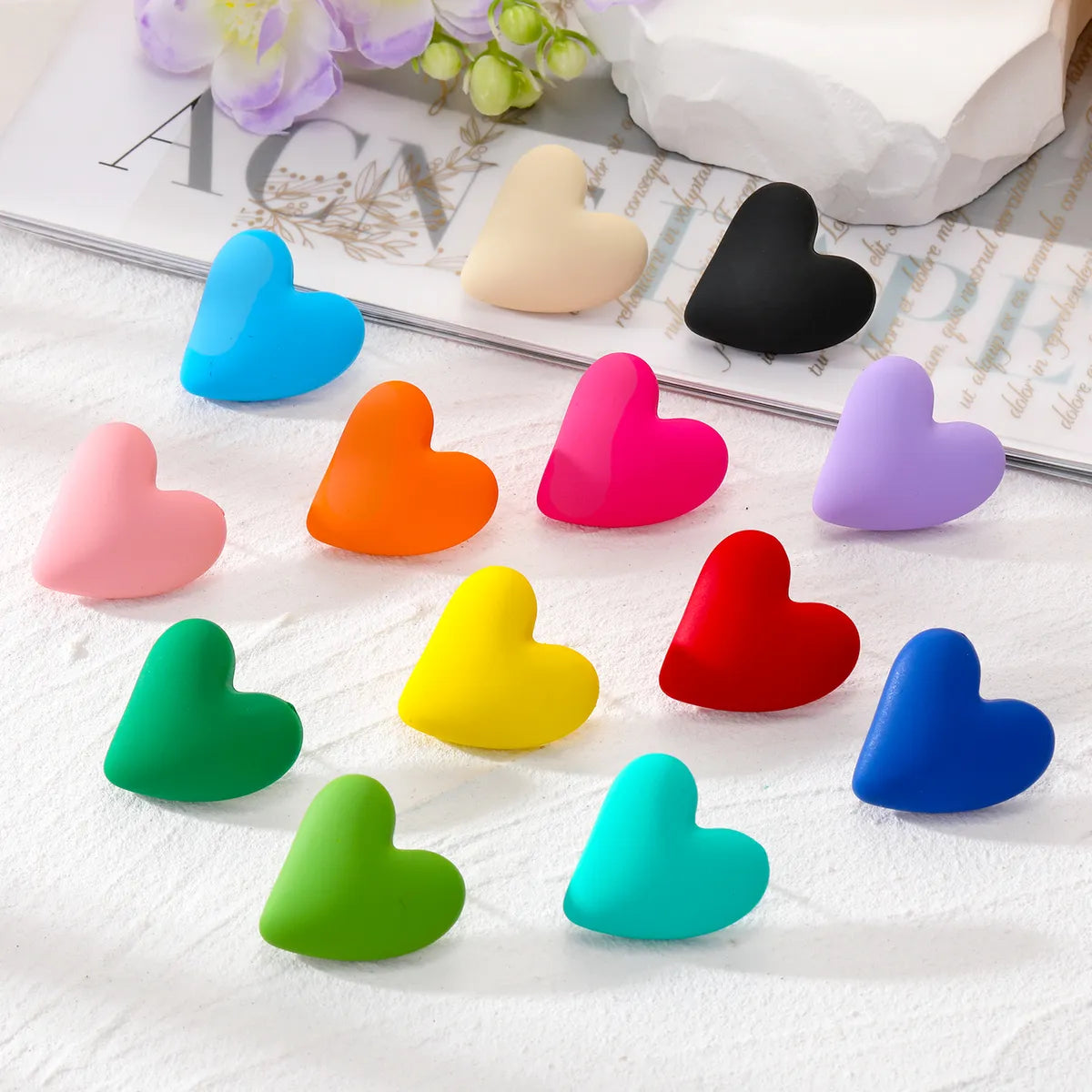 Wholesale Jewelry 1 Pair Cute Heart Shape Alloy Resin Ear Studs