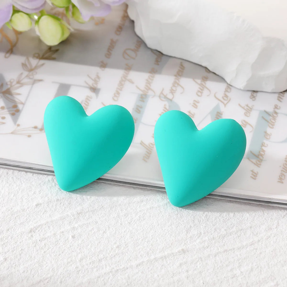 Wholesale Jewelry 1 Pair Cute Heart Shape Alloy Resin Ear Studs