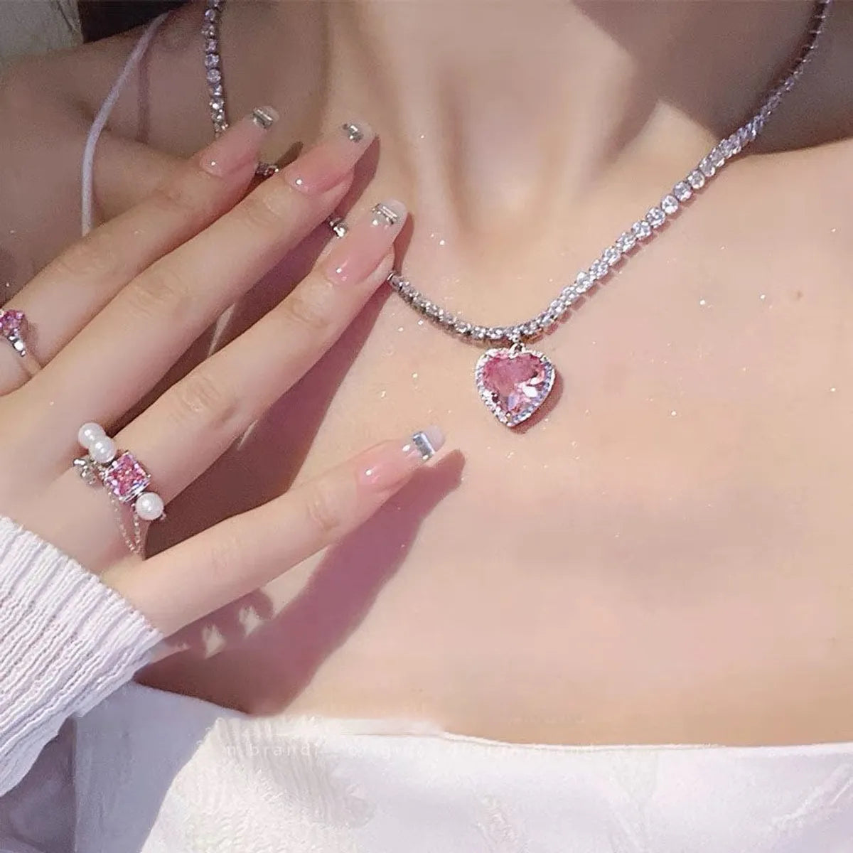 Cute Heart Shape Alloy Plating Women'S Pendant Necklace Ear Studs 1 Piece